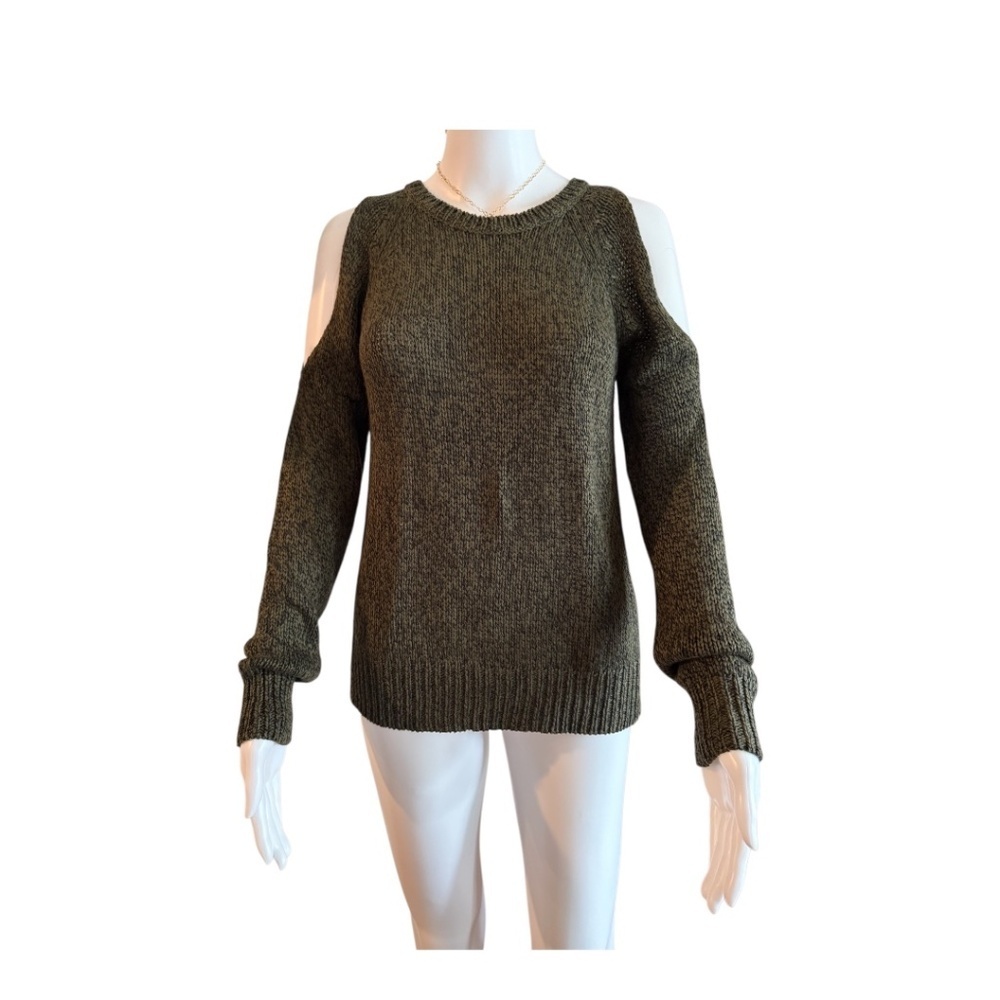 Cotton by RD, Open back/cold shoulder green acrylic sweater, size x-small - Picture 2 of 5